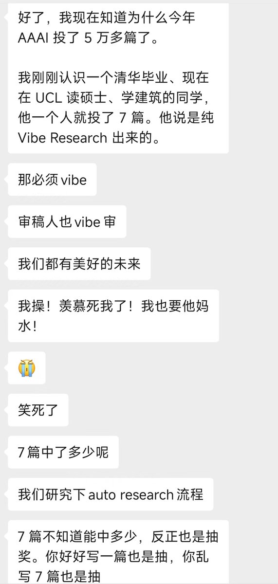 ErwinWu000's tweet photo. 如果你有token的话，如何 vibe research：

找一个大概的方向，比如我要引入xxx理论
找一个path，比如我要用RL/Diffusion/Transformer
找几个合适的benchmark
找一个目标，比如我要做到sota

好了，剩下的让AI帮你搞去吧 https://t.co/IDyUkZCn4a