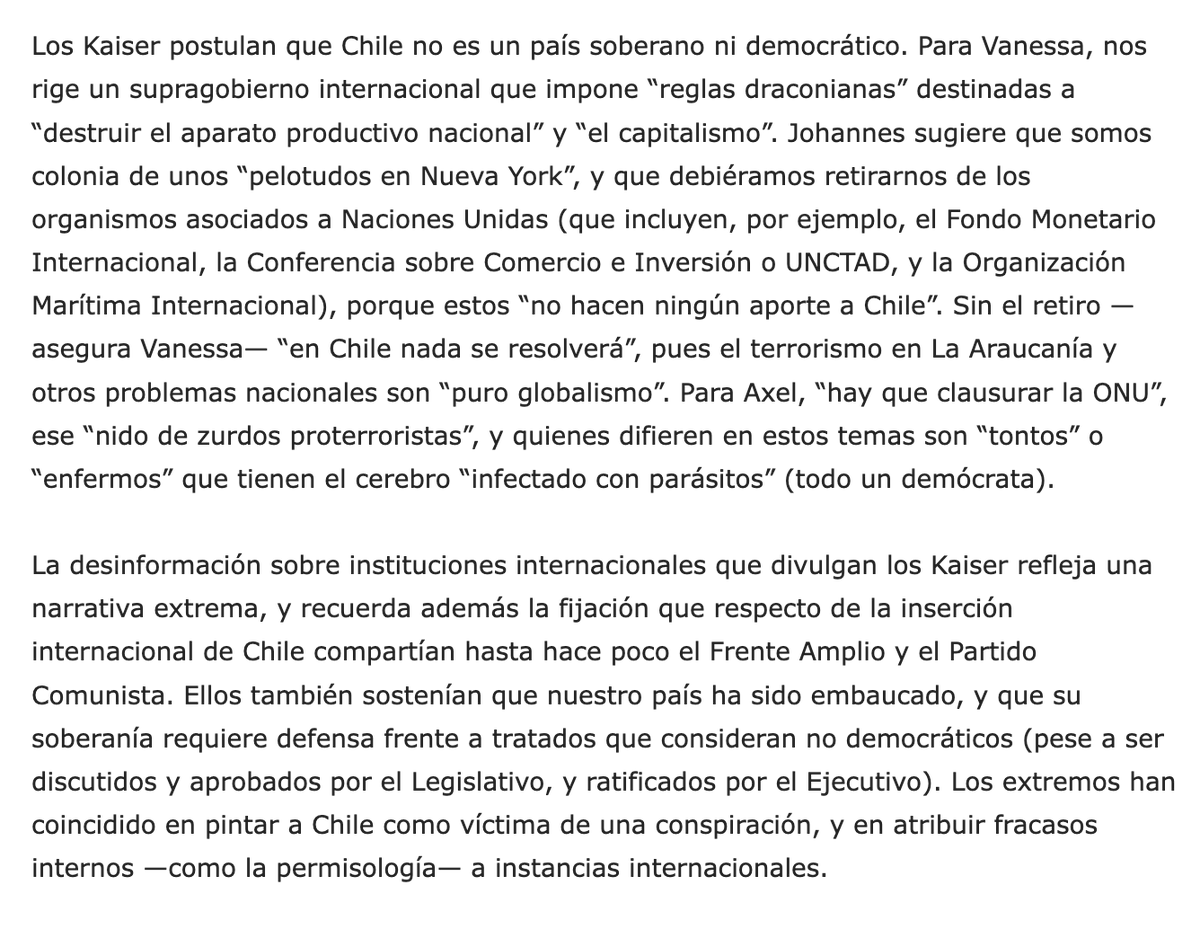 Paz_ZarateB's tweet photo. Caso aparte: los Kaiser (como expliqué en columna 2025).
Denostan y tergiversan el sistema internacional todo el tiempo, creyendo que igual pueden defender tratados, sin entender que el derecho internacional es uno — pilar del sistema que quieren destruir.
https://t.co/DKsV621rXw https://t.co/sYwYYH8CUX