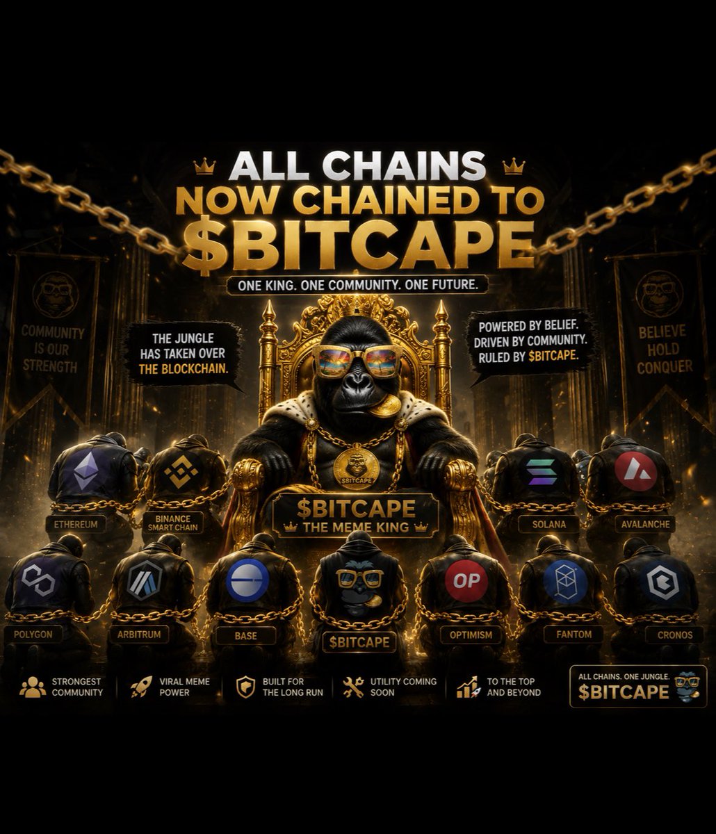 BlockPilot_OX's tweet photo. From the glow-up… to the throne… to the world watching. 🦍👑🔥

The $BITCAPE Army didn’t wait for the narrative we created it. Every raid, every post, every holder pushed this movement forward. This is just the beginning. Next stop: higher. 

#BITCAPE #Solana #Memecoin #Crypto https://t.co/hmyjGZSb5D