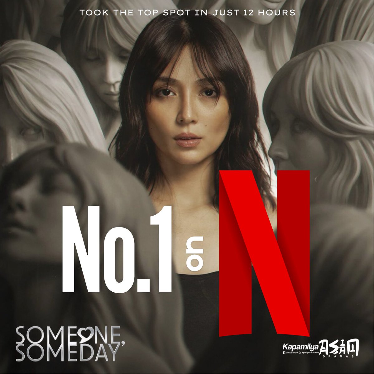 kpmlyasndrama's tweet photo. NUMBER 1 looks good on her. 💋 “Someone Someday” took the number 1 spot on Netflix PH TV Shows 12 hours after its first episode drop. Kathryn proves once again that she dominates every platforms in every type of media. 

#SomeoneSomeday #SSOnNetflix ❤️💚💙 https://t.co/cY7S6Dgfbn