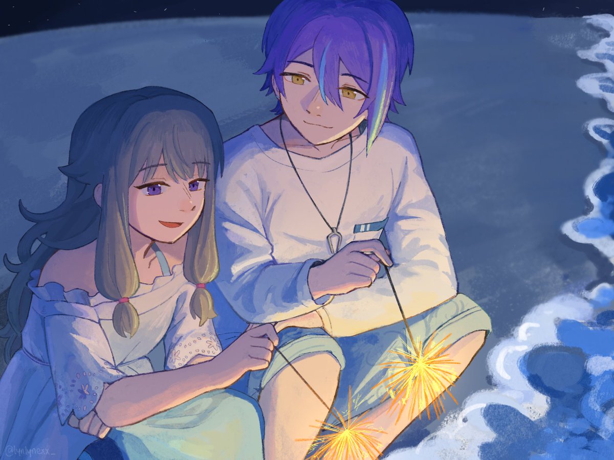 LynLynexx_'s tweet photo. Sparklers by the shore🎇

#類寧々
#たぐるね6 https://t.co/WGUzpqmaS7
