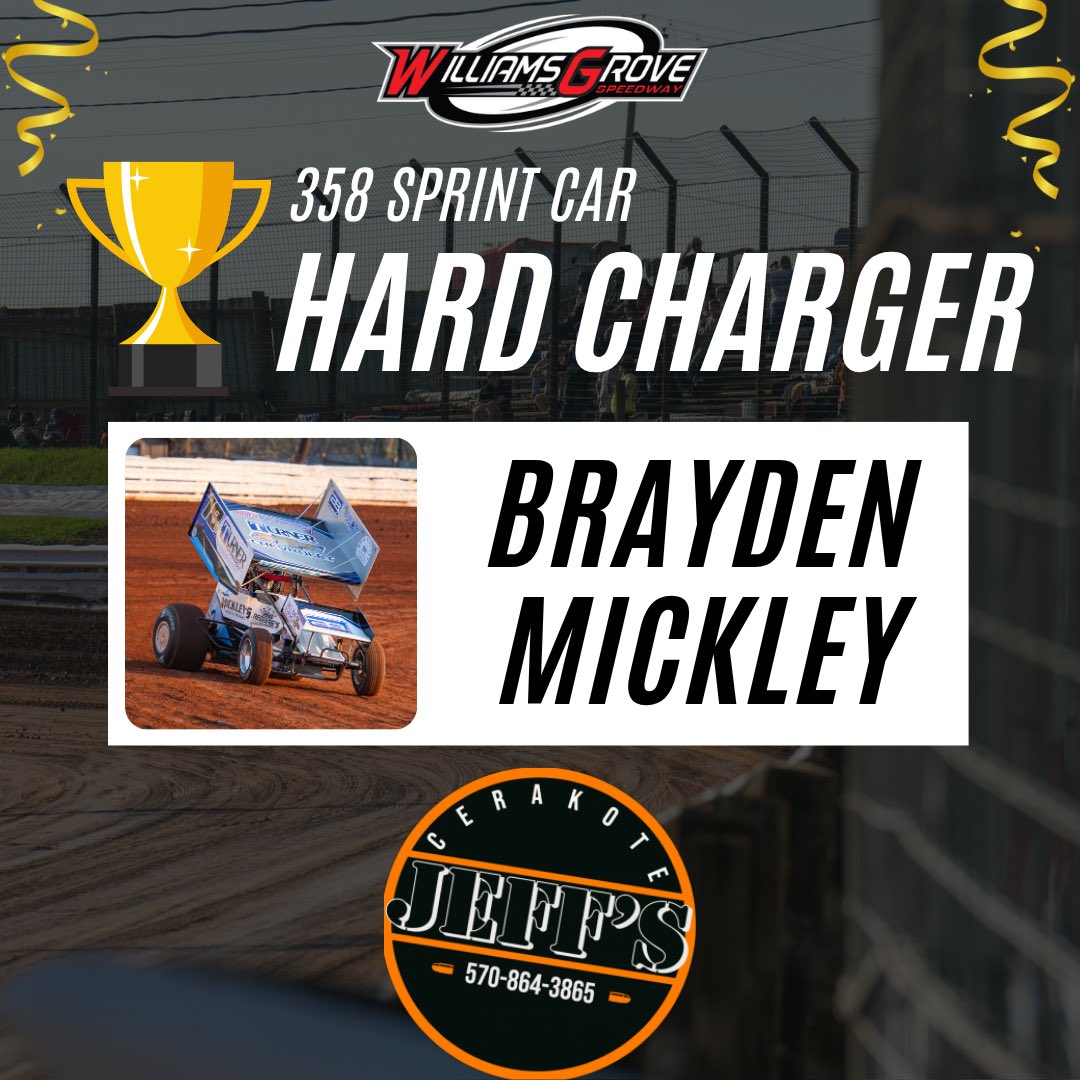 WilliamsGrove's tweet photo. PA Dyno and Machine Inc. 410 𝐇𝐚𝐫𝐝 𝐂𝐡𝐚𝐫𝐠𝐞𝐫 𝐀𝐰𝐚𝐫𝐝 𝐖𝐢𝐧𝐧𝐞𝐫 | @LDmotorsports going +9️⃣ to finish 8th from his 17th starting spot! Dewease also picked up an extra $100 thanks to tonight’s Beerhill Bash Hard Charger Sponsors! 

Jeff's Cerakote 358 𝐇𝐚𝐫𝐝 𝐂𝐡𝐚𝐫𝐠𝐞𝐫 𝐀𝐰𝐚𝐫𝐝 𝐖𝐢𝐧𝐧𝐞𝐫 | @BraydenMickley going +8️⃣ to finish 12th from his 20th starting spot! Mickley also picked up an extra $450 thanks to tonight’s Beerhill Bash Hard Charger Sponsors!