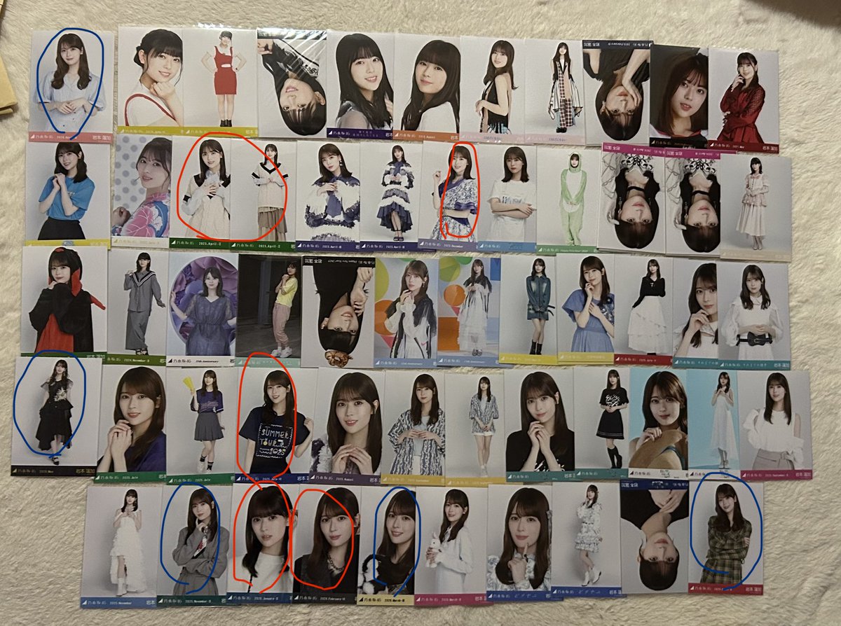nogitore202's tweet photo. @yodakubo_nogi リプありがとうございます。
赤丸優先で求めています。
瀬戸口はA.C×2.D求めている認識で間違いないでしょうか？
また希望のものに対して岩本何枚程で考えていますでしょうか？ https://t.co/jpYEQK8kgU