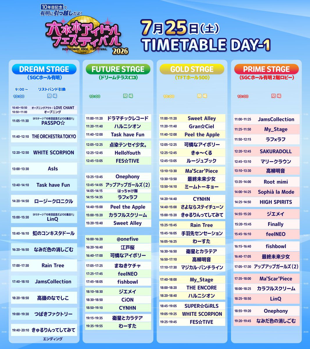 onefive_music's tweet photo. 【本日‼️】7/25(土) 
「10年目記念で有明に引っ越しだよ！六本木アイドルフェスティバル2026」

🎤FUTURE STAGE 16:00-
🗣️特典会　Eエリア17:00-
『SAKURAIZATION特典会』

🉐全員対象の無料お見送り会あり！🉐

FUTURE STAGEでお待ちしています☀️

#onefive #RIF2026 #RIF
@idolotakarakuji https://t.co/ERrI6PX8Oq