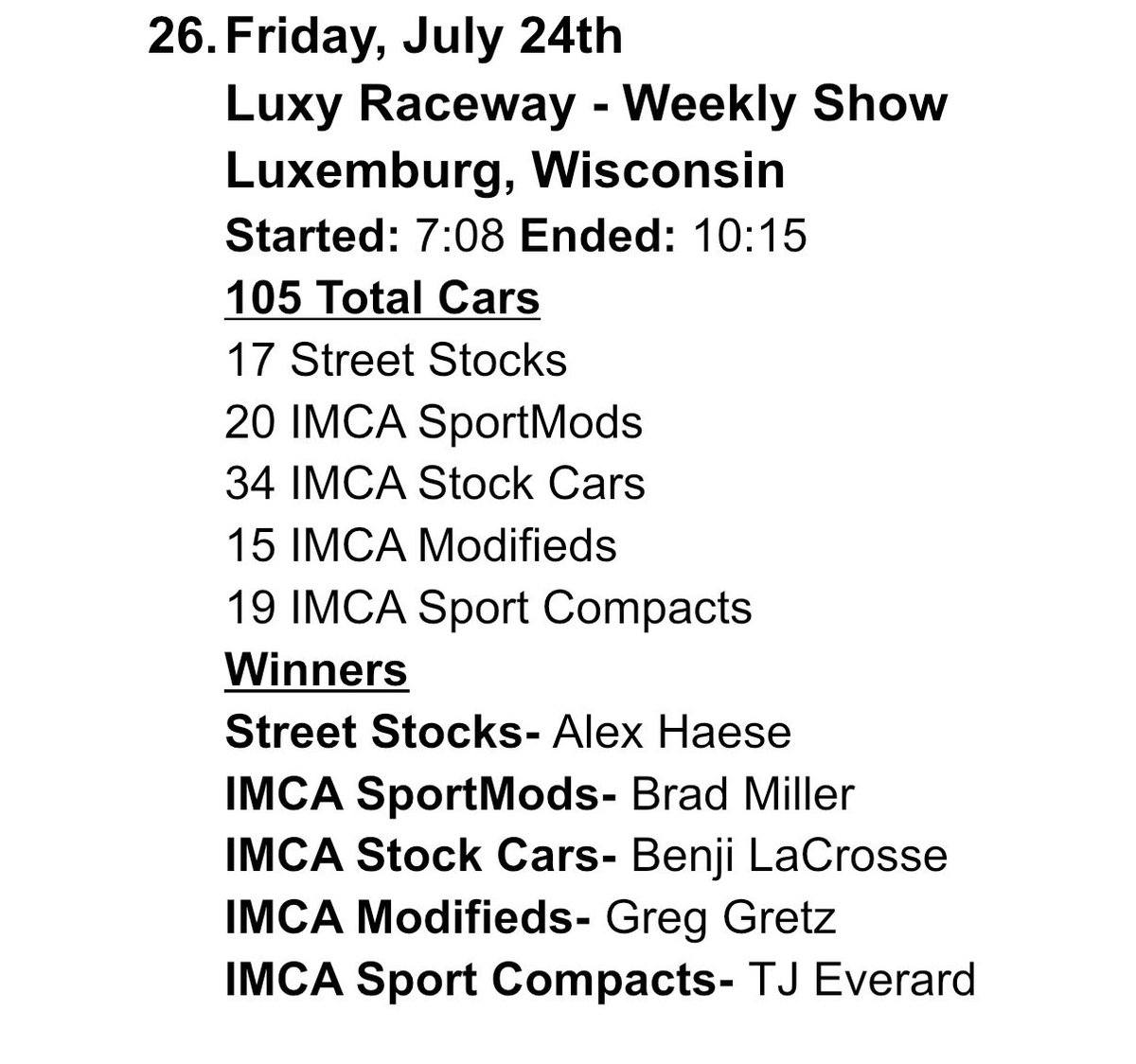 Carter_Bouche's tweet photo. Results from Luxy Raceway 

Race 26 https://t.co/XV8JTgmtIf