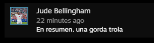 Soffisrf's tweet photo. Jude Bellingham me dijo gorda trola en steam, me habra confundido con el Colo Barco? https://t.co/b0hfUJvi6N