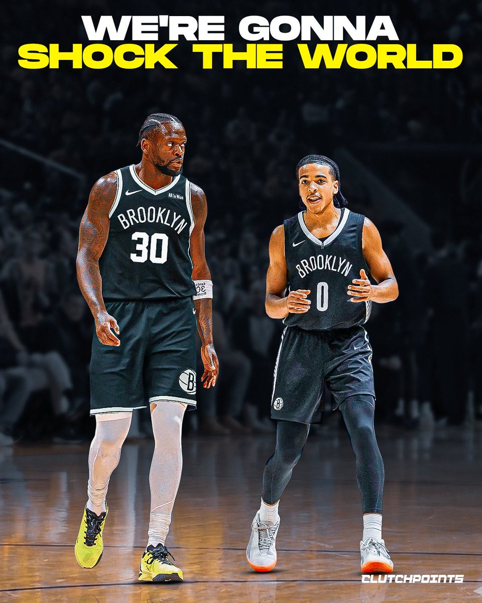 NetsNationCP's tweet photo. Julius Randle is ready to mentor Mikel Brown Jr. as the Brooklyn Nets begin a new era.

Randle told the No. 6 pick, "We're gonna shock the world," while Brown added they're focused on "bringing back that winning culture."

(via ClutchPoints' Erik Slater) https://t.co/8X73MShalc