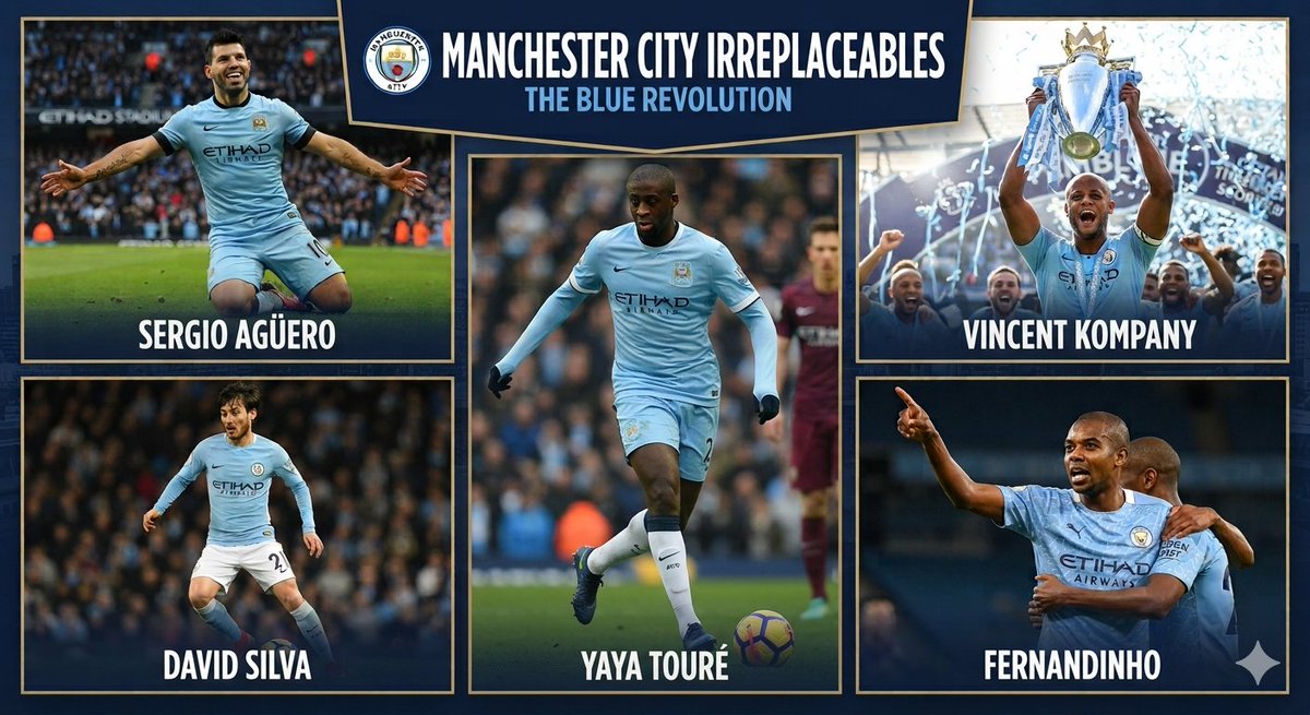 KippaxKids's tweet photo. 'Irreplaceable' players that left before we won the treble. 
Aguero, Kompany, Fernandinho, Touré and David Silva.
There's more but some would argue so I'll just leave it at five because only an idiot would argue with these five.
The lesson: The club is bigger than any player and we get stronger regardless.
No need to slander Rodri to cope with your separation anxiety, grow the fuck up.
Real Madrid must pay a price that hurts them though.