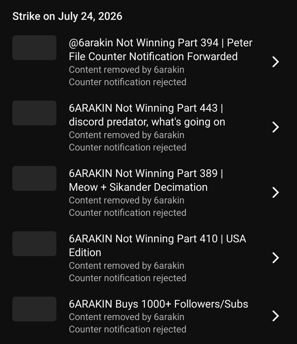 OCDGamerNZ's tweet photo. A reminder @TeamYouTube you're supporting a pedophile (6ARAKIN) and are letting him delete any evidence of the behavior by sending me false copyright strikes that you've accepted under the same circumstances for over 2 years.

This is serious. Fix your broken system. https://t.co/uBYx72bJJI
