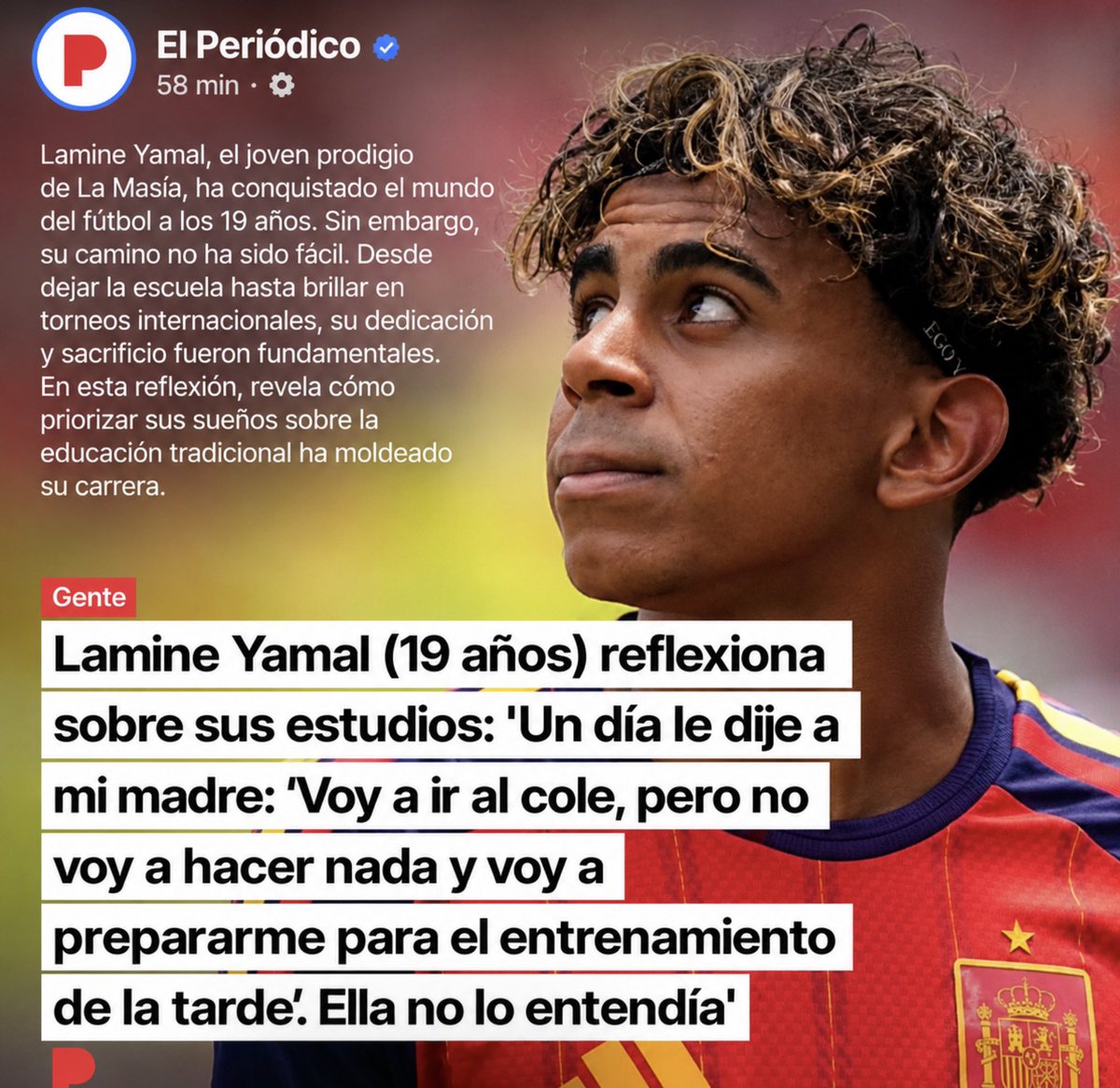 abennassar's tweet photo. Els futbolistes són un referent per a molts dels nostres infants, igual que la resta d’esportistes d’elit. Per això és especialment preocupant que es continuï transmetent el missatge que la formació és secundària. Amb Rafa Nadal ja es va mitificar el fracàs escolar; ara sembla que amb Lamine Yamal es torna a repetir el mateix patró. És molt trist que es glorifiqui la incultura en lloc de l’esforç acadèmic i esportiu alhora.