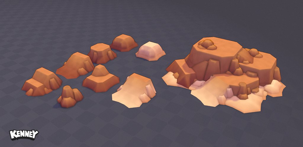 KenneyNL's tweet photo. What I noticed during Kenney Jam is that a lot of participants had issues putting together a 3D terrain quickly. So, I'll be releasing these modular terrain pieces soon. It'll allow you to slap together some models and create quick, low-poly terrain! https://t.co/jUFpipkHFm