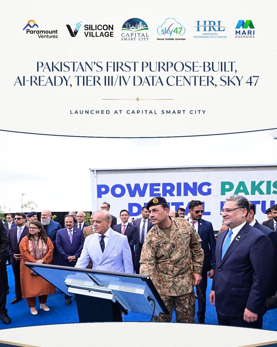 smartcitypk1's tweet photo. #Sky47, Pakistan's largest purpose-built data center, has officially been launched at #SiliconVillage, #CapitalSmartCity, in partnership with Mari Energies Limited and Habib Rafiq Engineering (Private) Limited (#HRLGroup).
#DataCentre https://t.co/WINViQINbU