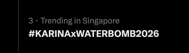 KatarinaOasis's tweet photo. Trending in Singapore #3 now too!

KARINA WATERBOMB SEOUL
#KARINAxWATERBOMB2026 https://t.co/92aqZTLNZN
