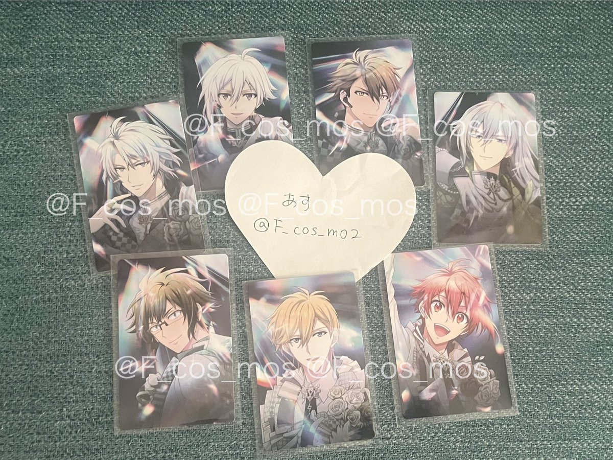 F_cos_mo2's tweet photo. 【譲渡】アイナナ VISIBLIVE TOUR 4WARD JOURNEY ナナイロストア フォトカード フォトカ 4WJ

譲：大和、ナギ、陸、★楽、★天、龍之介、千

求：240円/枚(+送料)

★は★含め3点〜譲渡可
8/23 会場(昼夜開演前)手渡しまたは郵送
ツイフィ一読お願いいたします https://t.co/Am3KwtvkEX
