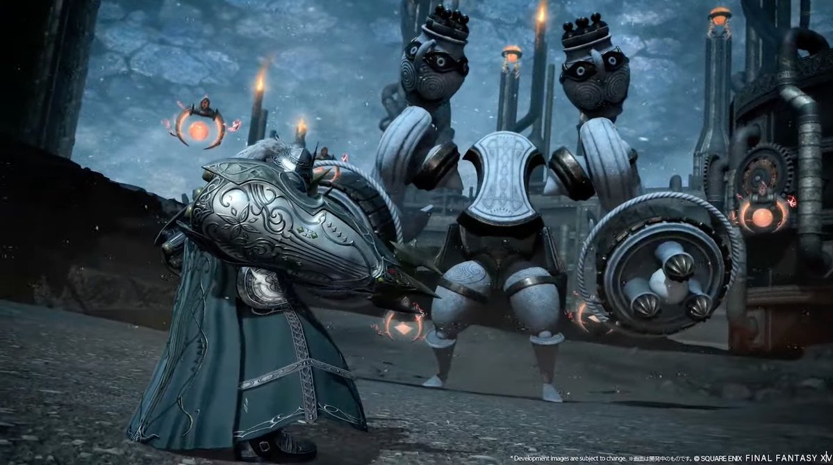 denfaminicogame's tweet photo. 『FF14』新ジョブ「バスティオン」が発表。武器は「魔甲」、ロールは「メインタンク」
https://t.co/BFaRLApO3H

初期レベルは90で、ジョブクエストはリムサ・ロミンサから開始。バトルモードはジョブの個性を重視した「エヴォルヴモード」のみ https://t.co/9B2pr9PCj9