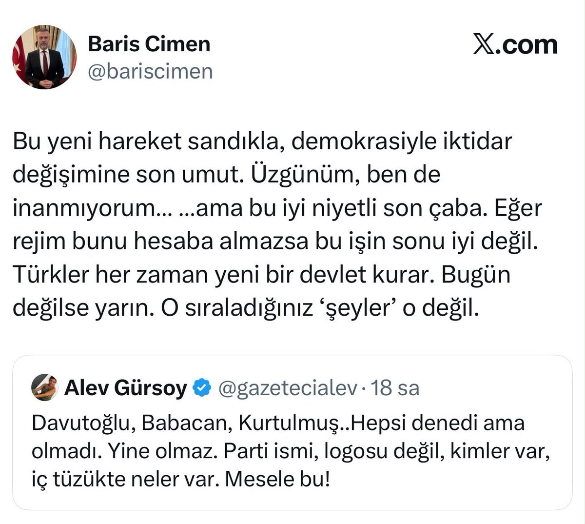 by__fth's tweet photo. TGRT sunucusu Barış Çimen, Yeni Parti umut olmazsa darbe olur diyor..
Bu ne cesaret? https://t.co/F5Zf9NX6lX