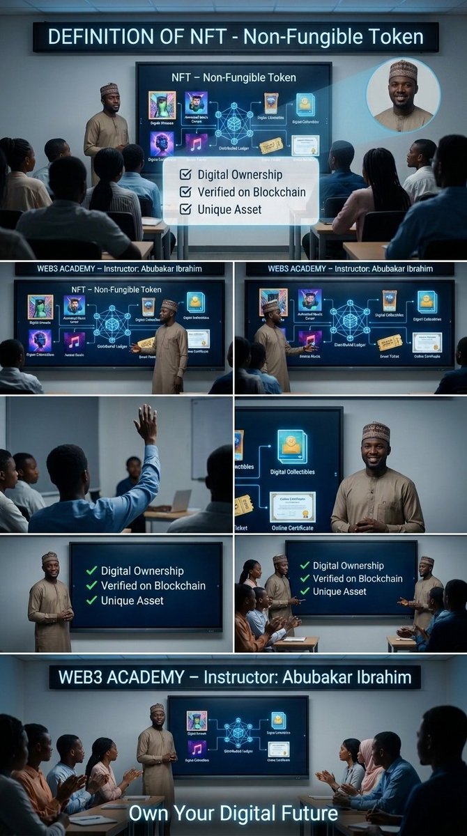 AbubakarIb93482's tweet photo. An NFT isn't just a picture.
It's proof of digital ownership recorded on the blockchain.
Learn Web3. Understand the future. 🚀
#Web3 #NFT #Blockchain #Crypto https://t.co/rA7hxQa2uR