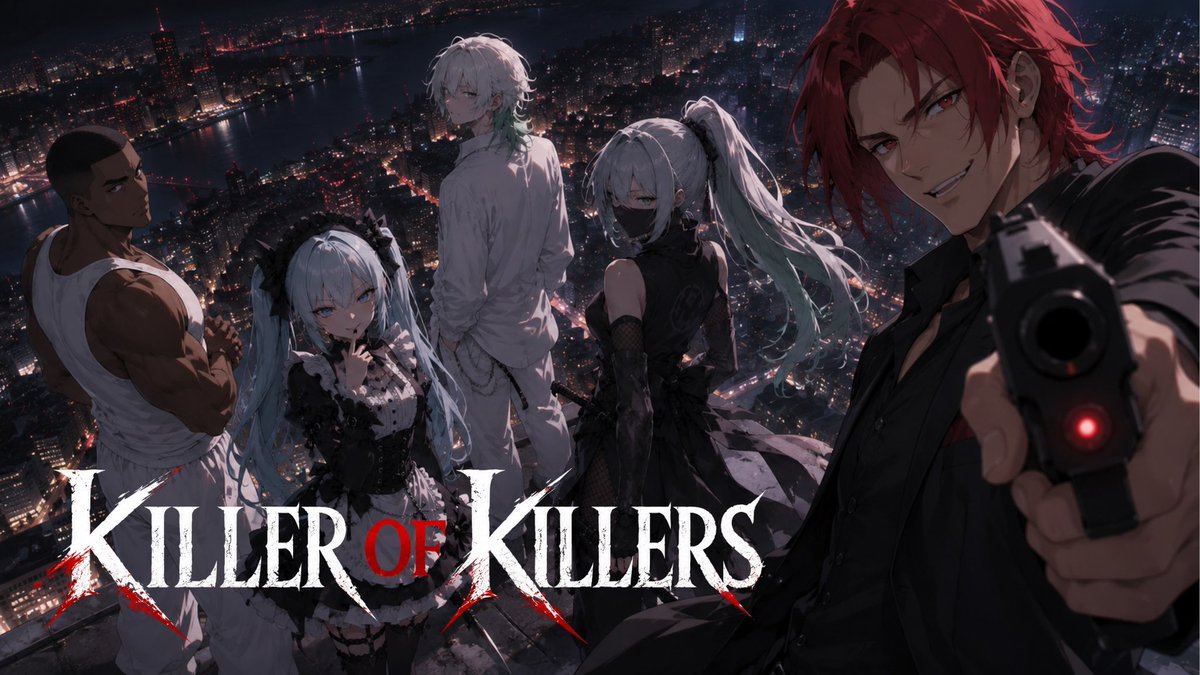 MYH_CEO's tweet photo. 🗣 新作告知 🗣
※プレゼント企画あり！

『KILLER OF KILLERS』

🔪リリス大佐に雇われた4人の殺し屋
🔪 ORマダミス＆卓ごとに犯人可変式
🔪｢全員が犯人になりたい｣新ジャンル

─────────────
人数：5人
時間：120分〜160分予定
リリース日：8月28日目処
─────────────

✨プレゼント企画✨

・本ポストをリポストor引用リポスト
・メリー🌙をフォロー
→抽選で10名様に『無料チケット』をプレゼント！

テスプ募集⬇️

 #キラキラ