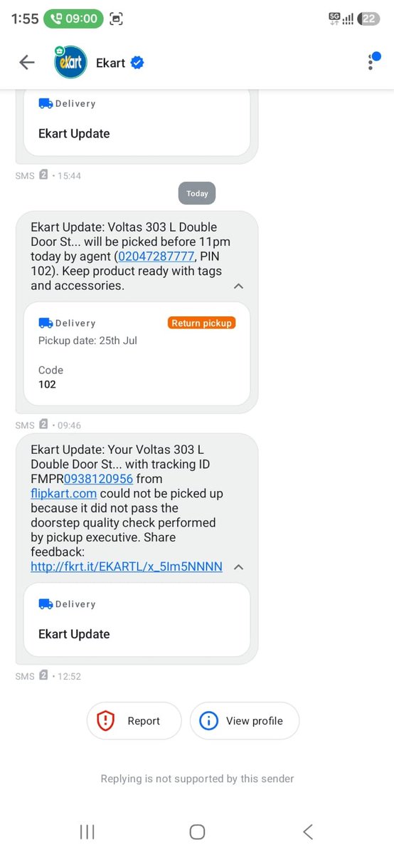 ranit_'s tweet photo. Ordered a product, found it defective. After repeatedly scheduling replacement pickup, and multiple phone calls with customer care, still neither picked up, nor replaced. Pickup agent didn't come even once!
Disappointed!
Order id: OD437996020718379100
@Flipkart @flipkartsupport https://t.co/42CxFTSJOV