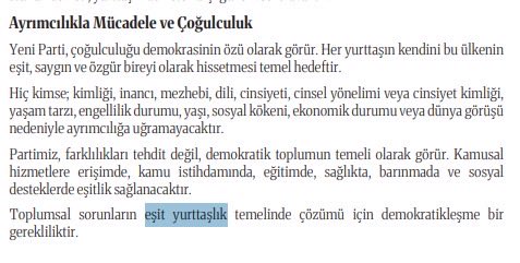 enginbalim's tweet photo. Yeni Parti, el yükseltmeyi sürdürüyor! DEM varken çakmasına lüzum var mı bilmiyorum 🤷‍♂️ Yine de Atatürk’ün partisiyiz diye, üniter yapıyı tehdit eden ‘Eşit yurttaşlık’ söylemini kullanamayacakları için 🙏 https://t.co/J5aQJsqY4B