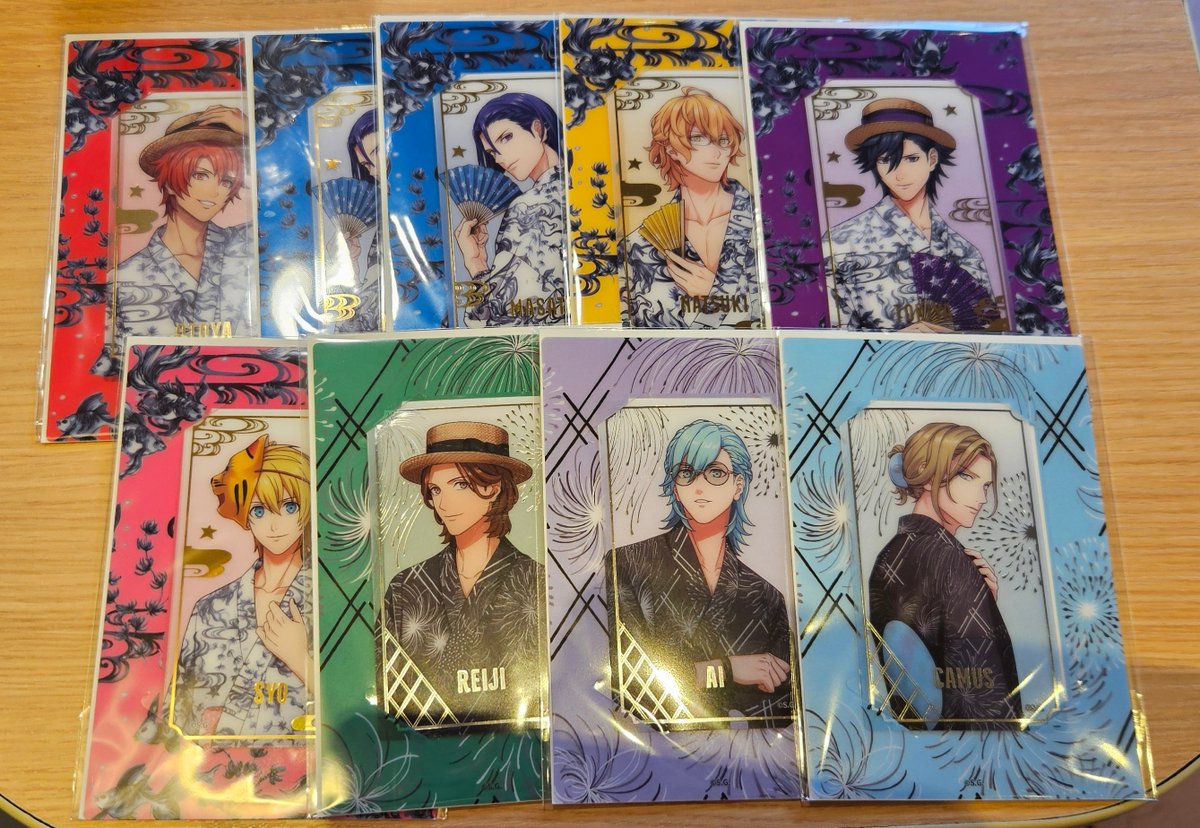 cba58kg1quq5p2's tweet photo. 【交換】うたプリ グラショ 浴衣 ビジュアルカード ビジュカ

譲)★音也、★真斗2、那月、★トキヤ、★翔、★嶺二、藍、カミュ
求)★蘭丸4(最優先)≫★レン2、セシル3

＊★⇔★交換。
＊セシルは、単体不可。蘭丸を含む交換。

本日、明日 池袋手渡し可能。
大宮周辺、都内手渡し＞郵送
→ https://t.co/EuHi9E3Fyt
