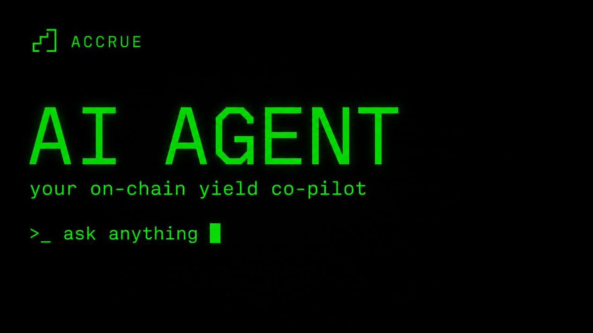 TryAccrue's tweet photo. Your on-chain yield co-pilot is live.

Ask the Accrue Agent about routes, drips, baskets and Robinhood Chain — right from the terminal.

Try it → https://t.co/w3olJnj86t

#Accrue #RobinhoodChain #USDG #RWA #DeFi https://t.co/vHib2VbbsY