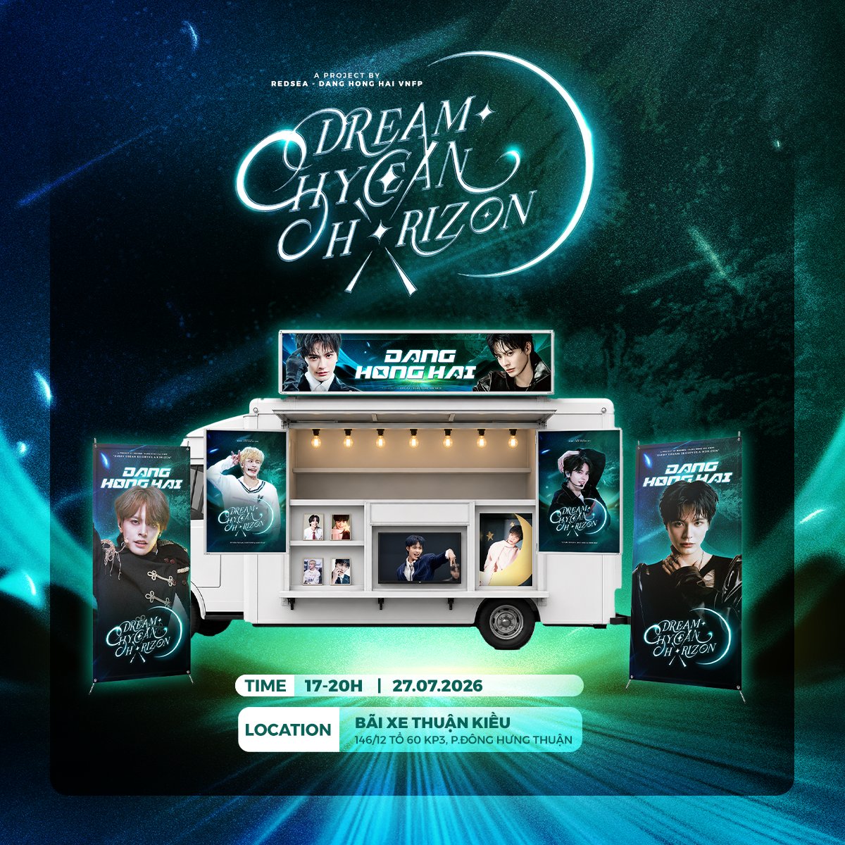 DHH_fanpage's tweet photo. DANGHONGHAI Food Truck Support Event

DANGHONGHAI has just completed their midterm exams, and now it's time to recharge for the next challenge!

We warmly invite everyone friends from near and far, princes, princesses, and all our beloved ❤️to stop by, enjoy some delicious food, and have a great time together.

🗓 Date & Time: July 27, 2026 | 5:00 PM – 8:00 PM
📍 Venue: Thuận Kiều Parking Lot, 146/12, Group 60, Quarter 3, Đông Hưng Thuận Ward, Ho Chi Minh City, Vietnam.

🎁 Special Treat: A variety of small gifts are waiting just for you!

We look forward to seeing you at FOODTRUCK SUPPORT FOR DANGHONGHAI! 🍲✨

#DANGHONGHAI #당홍하이 #HAILIGHT #LIGHTFORHAI #TinhHaSayHi