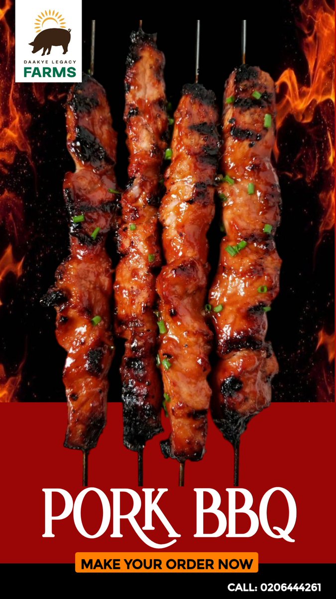 DL_Farms's tweet photo. We got spicy and juicy kebabs this weekend
Taking pre-orders now! Limited stock
Call 055 0049966 or WhatsApp 0206444 61 to place your order before stock run out.

Location: Oyibi, Behind Valley View University 
#spicy #pork #ghanatiktok🇬🇭 #fyp #porklovers https://t.co/CLRcmAkFzp