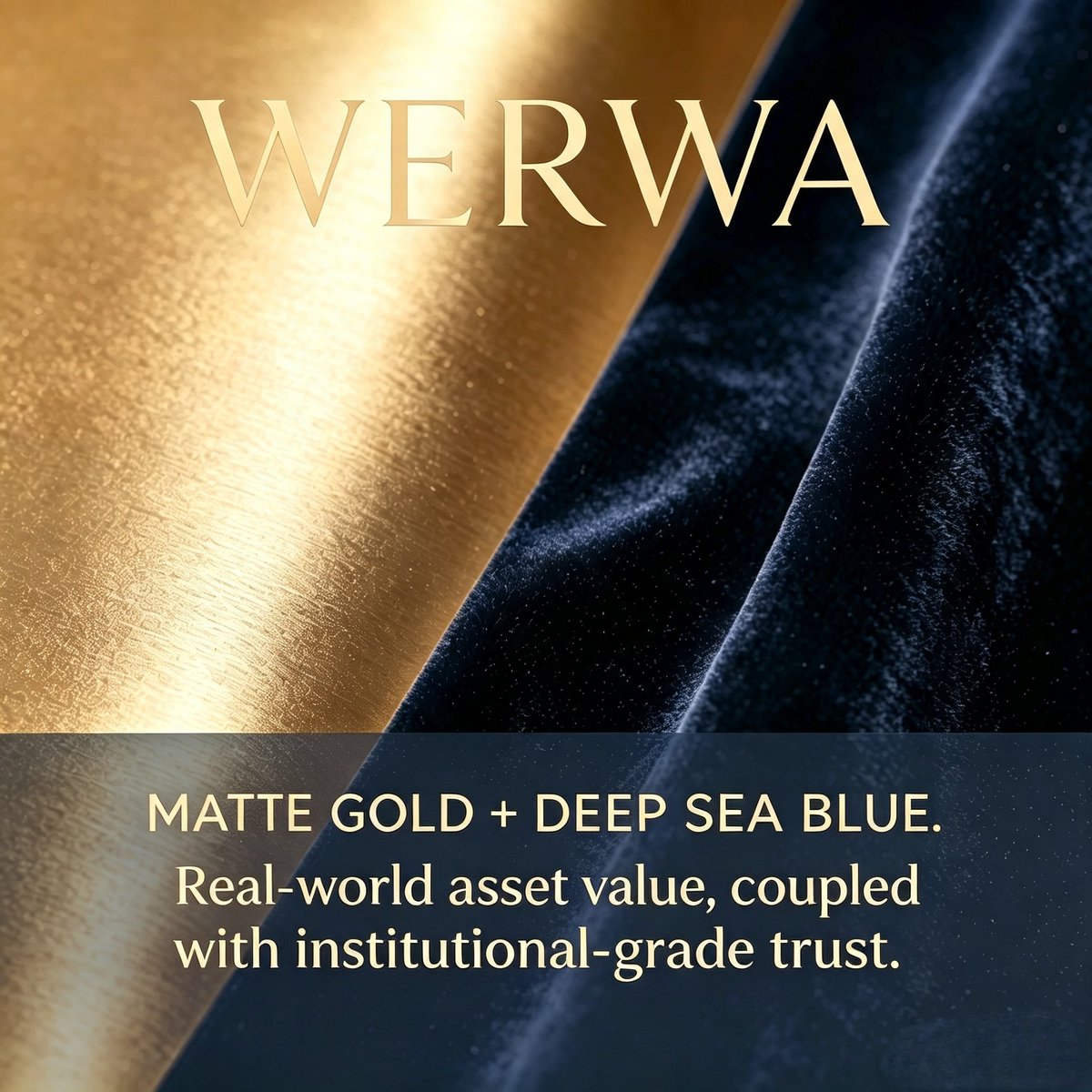 WERWA__'s tweet photo. A new visual identity.
🚀WERWA=WE+RWA. The logo merges "W" &amp; "E" to make real-world assets globally accessible.
🎨Matte gold meets deep navy. 
Tangible value meets institutional security. 
What's next? Major platform updates &amp; deployments. Drop 🔥 if you love it! 
#WERWA #RWA https://t.co/Hy2en8LJH6