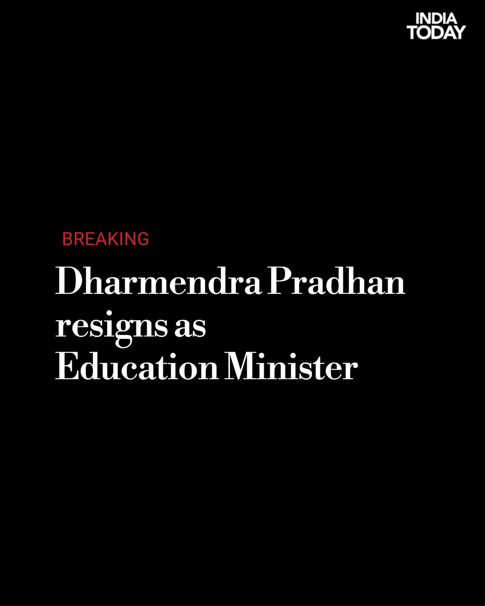 IndiaToday's tweet photo. Dharmendra Pradhan announced his resignation as Union Education Minister on Saturday, saying the decision was driven by the need to protect the future of students and prevent "anti-national forces" from exploiting the massive youth protests at Delhi's Jantar Mantar.

Read More: https://t.co/TjTmzCena9

#DharmendraPradhan #EducationMinister #NEETExamprotest