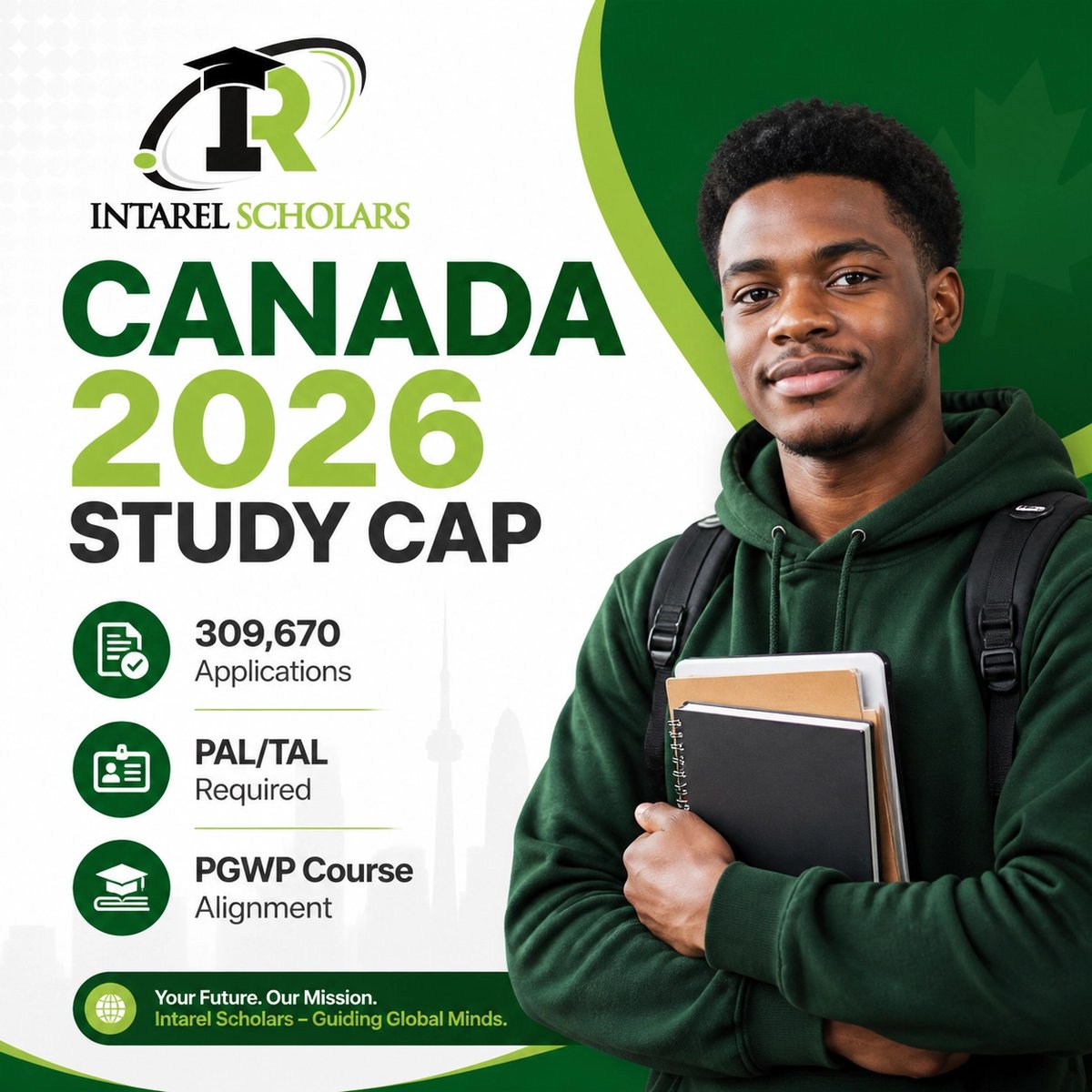 intarelscholars's tweet photo. Canada’s 2026 Cap: 309,670 spots. 🇨🇦 PAL/TAL are mandatory. Course choice now impacts PGWP eligibility. Jan 2027 intake prep starts now! 🎓
Immigration rules can change.
#intarel #CanadaStudyVisa #StudyAbroad2026 https://t.co/0GTGHvQOGF