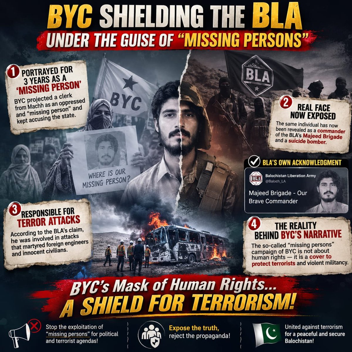 Asim__Speaks's tweet photo. Public claims about disappearances or militant links should be evaluated using credible evidence. Accuracy transparence and accountability are essential to informed public discussion.
#FactsMatter #VerifyBeforeYouShare #RuleOfLaw #PeaceThroughTruth https://t.co/bkeOSbkssj