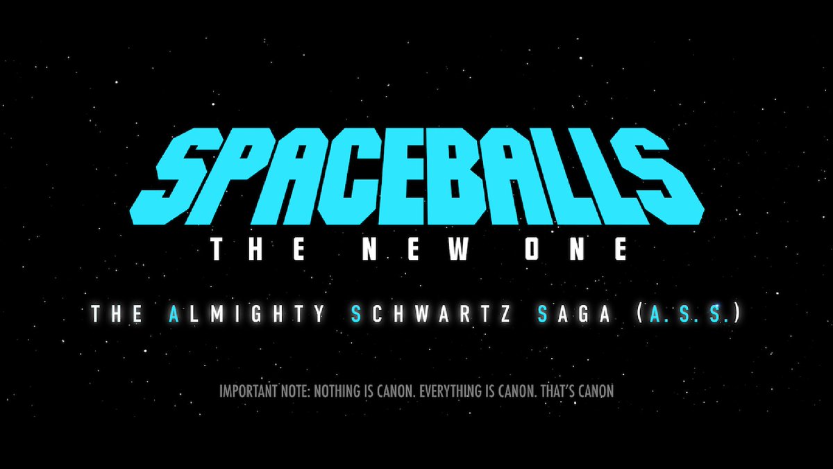 SpaceballsFilm's tweet photo. Fresh off the Hall H stage at #SDCC, introducing the Whole Almighty (A) Schwartz (S) Saga (S) — one A.S.S.whole stretched across 11 phases of #Spaceballs. https://t.co/li3GxWDWJH