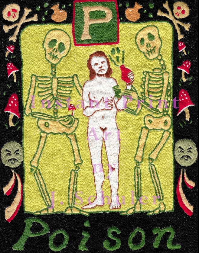 JulieKSchuler's tweet photo. P is for Poison from The Executioner's Alphabet
by Julie Schuler
https://t.co/LRRuLodWi9
#embroidery #textileart #needlework #fiberart #darkart #macabre #skeleton #spooky See less https://t.co/Mk4jijs6Eg