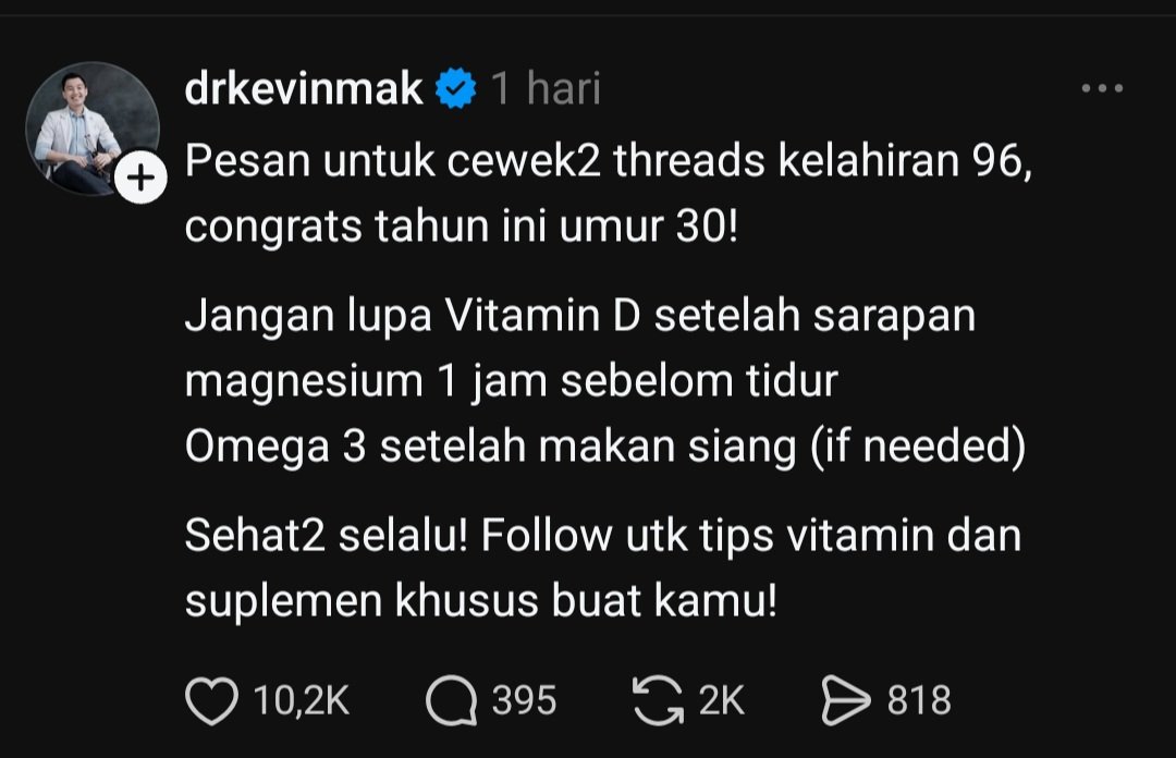 byraa___'s tweet photo. TERNYATA EMANG DI UMUR SEGITU VITAMIN SEPENTING INI 😭 Makasih banyak dok udah ngeshare ilmunya. Badan rasanya lebih fit, bangun tidur juga lebih seger https://t.co/LXKNbM2DcN