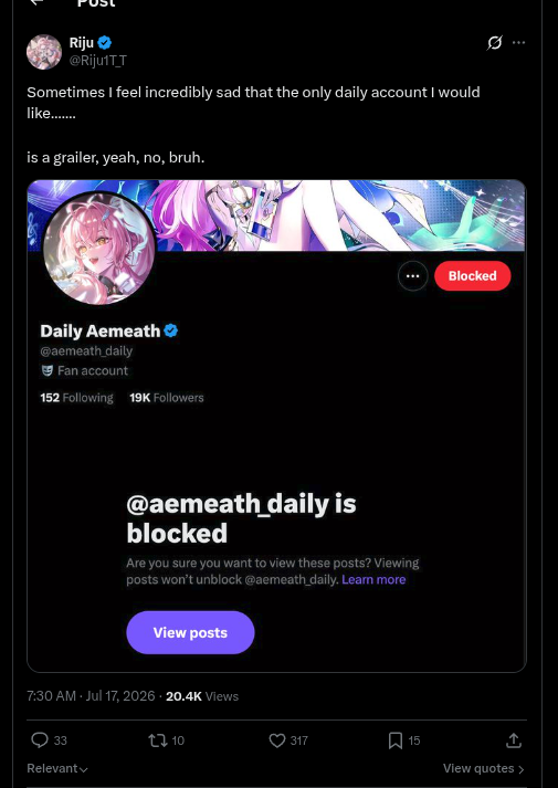 battlecomputer's tweet photo. Faggot is mad that a daily account is being a daily account instead of pushing yuritroon agenda

You can keep deluding yourself
but Grailers make up more than 70% of the WuWa community 

Theres R1999 and other fagslop that awaits your attention https://t.co/AJH5gw5oyj