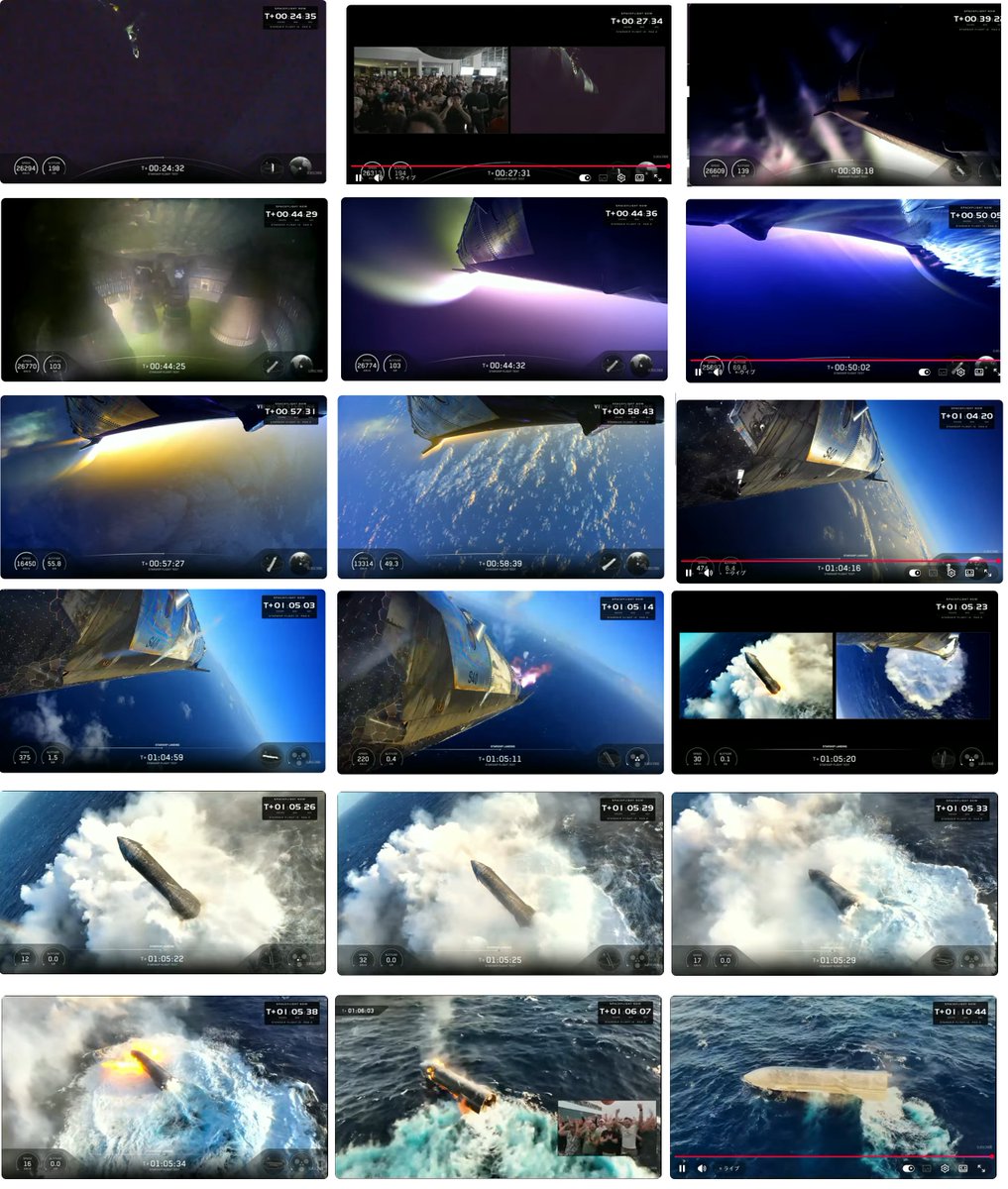 yosshin12's tweet photo. 最初の1枚はStarLinkの新衛星が放出されているところ、そしてその後は大気圏への突入と着水までの様子。
それにしても２０基も新StarLink衛星の軌道への放出を成功させるなんてもうこの会社は宇宙開発ではずっと
先にいっている。 https://t.co/eTABRQtjfd