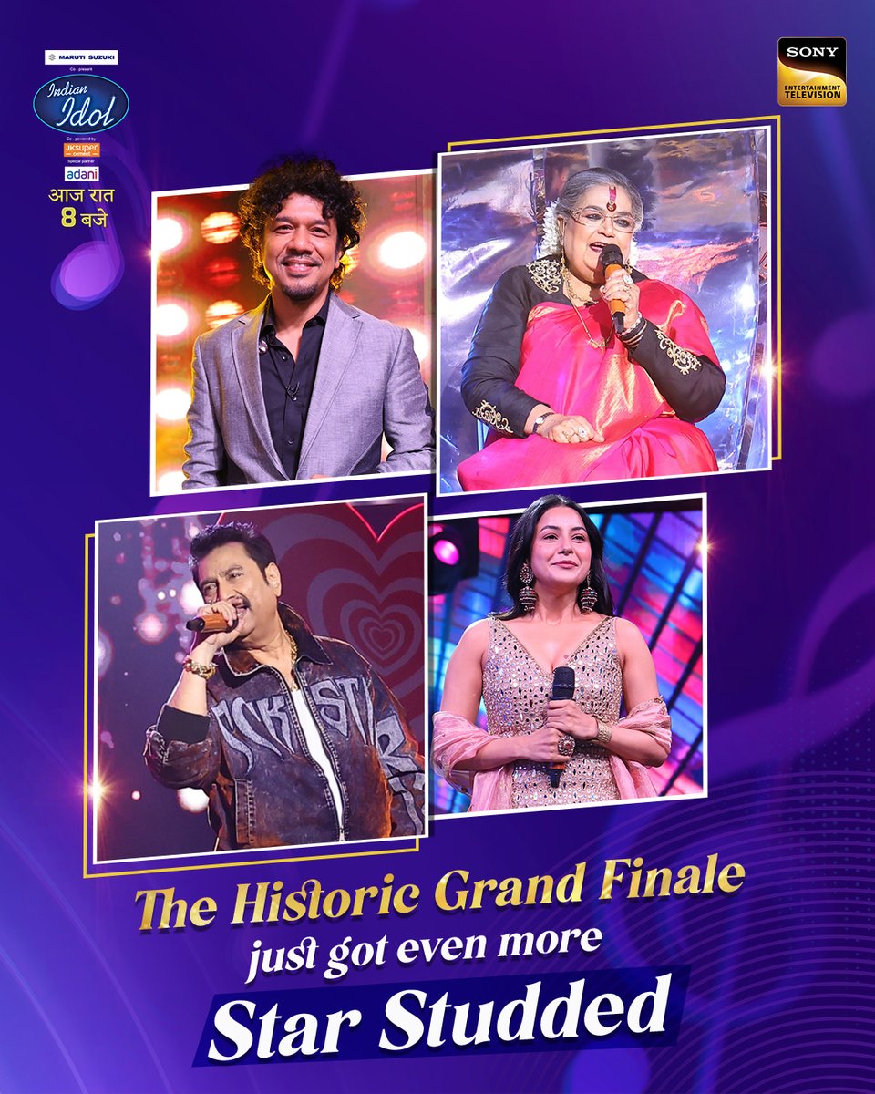 SonyTV's tweet photo. The Historic Grand Finale is all set for a star studded celebration🔥

Dekhiye Indian Idol 16 ka Grand Finale, Aaj raat 8 baje #SonyEntertainmentTelevision aur SonyLIV par.

#YaadonKiPlaylist #IndianIdol16 #SonyTV #GrandFinale https://t.co/zHH01uwG09