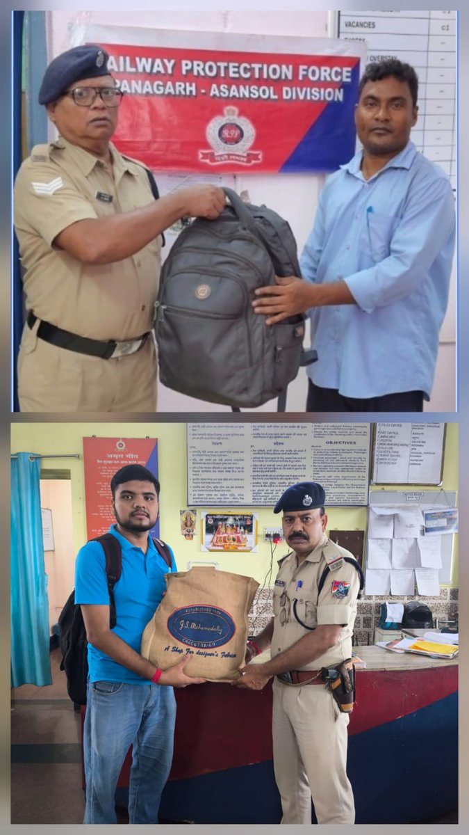 rpferasn's tweet photo. On 23.7.2026, #RPF Panagar and West Madhupur Post of Asansol Division recovered  02 left behind bags containing personal belongings,  total worth Rs.3000/-. Later handed over to its respective owner. 

#OperationAmanat https://t.co/0XfQWWzQ2r