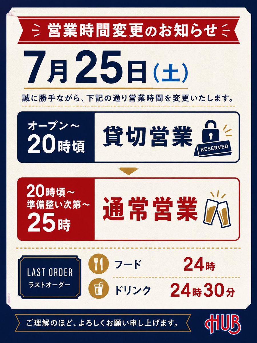 カイトさん　よろしくお願い申し上げます。 本日営業時間に変更がございます。 ご迷惑をおかけいたしますが、何卒