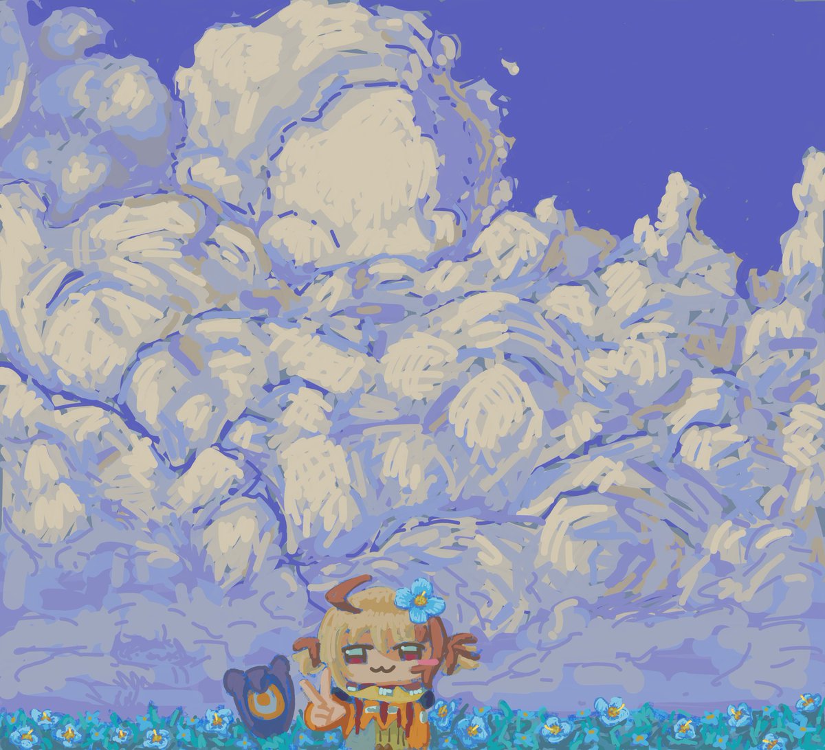 doomedmyBeloved's tweet photo. #rkggk 
Blue poppies and clouds https://t.co/134EatQBEe