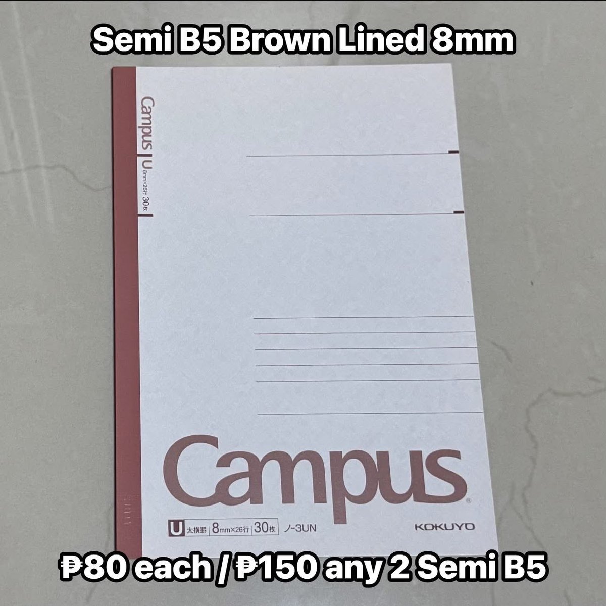 creathena_'s tweet photo. wts lfb kokuyo japanese stationery declutter sale ph

semi b5 campus notebook 30 leaves
⭐️ ₱80 each; ₱150 any 2pcs
— orange dot-ruled 7mm
— brown lined 8mm
— purple lined 10mm

b5 teal lined 30 leaves
⭐️ ₱90 each

pm to claim! https://t.co/O76E4HOftz