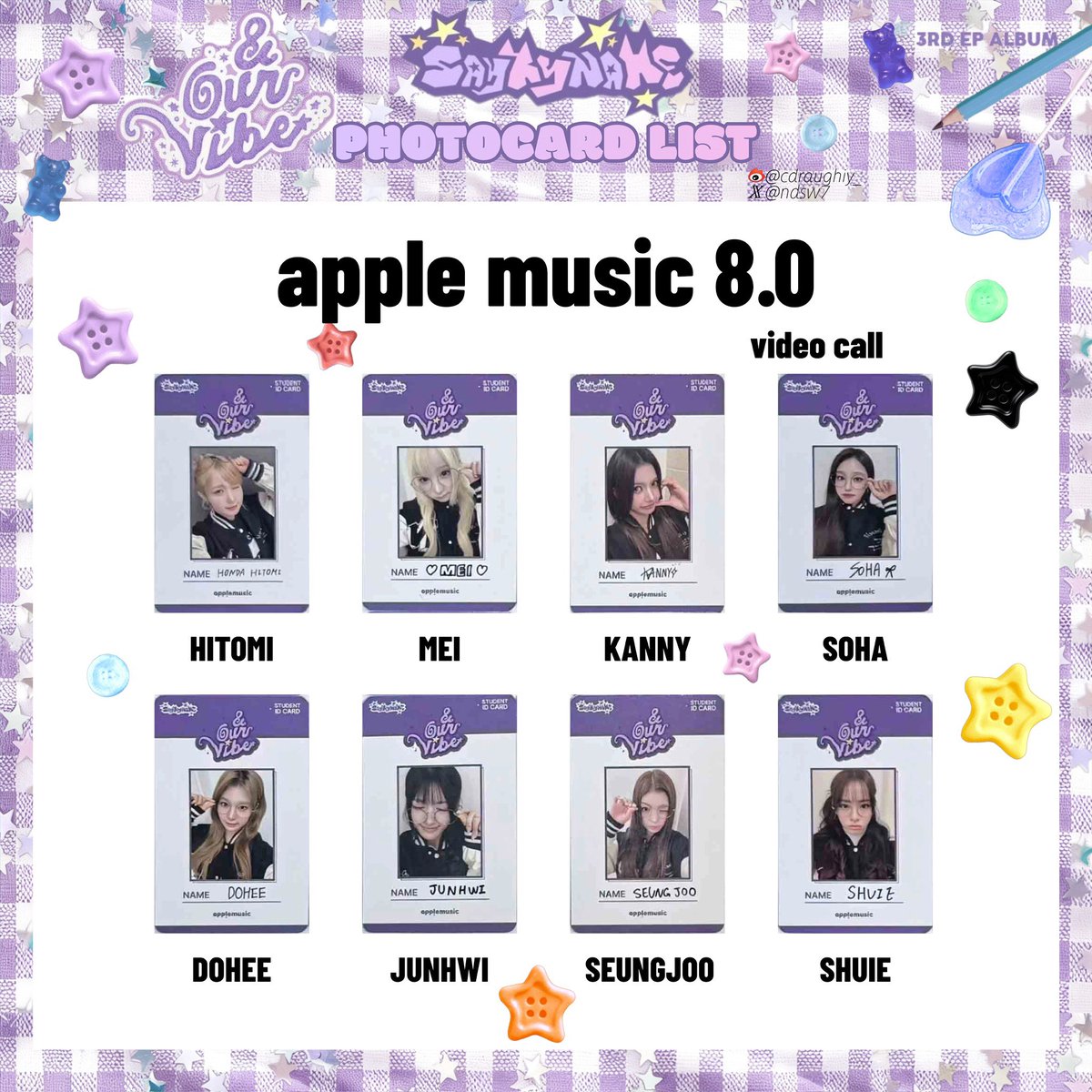 ndsw7's tweet photo. saymyname 세이마이네임 photocard 포카 
 
applemusic8.0

#세이마이네임 #SAYMYNAME https://t.co/53nxihQXUB