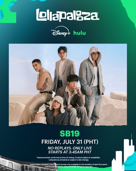 SB19CG's tweet photo. 📢 QUICK INTEREST CHECK: Disney+ Group Sub

Take note:
Exclusive for watching #SB19 at Lolla ONLY.
Willing mag-send ng proof na nanonood kayo live on the day!

Comment below if you're willing to join! 💙 

D-5 SB19 LOLLAPALOOZA STAGE
#SB19 #Lollapalooza2026 https://t.co/SFfhOAtt5I