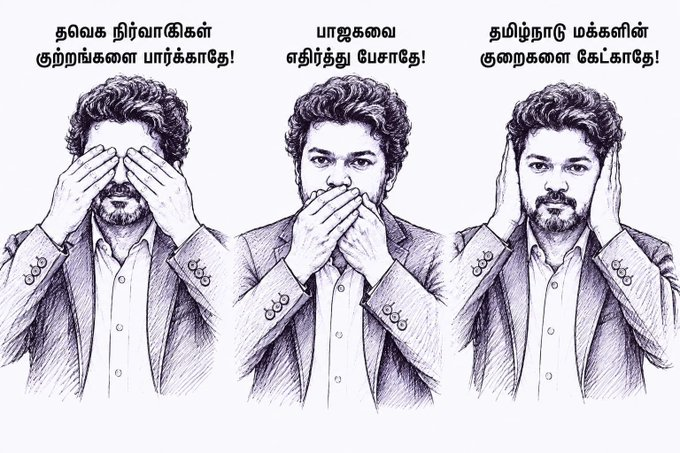 isai_'s tweet photo. பாஜகவிடம் கம்முன்னும், மக்களிடம் உம்முன்னும் இருக்கும் விஜய்!
#TVKFails https://t.co/CSIwWxcW8E