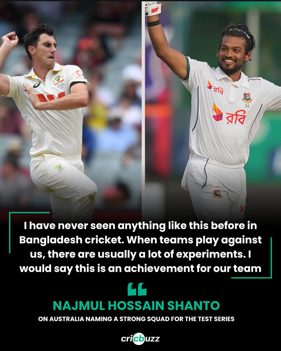 cricbuzz's tweet photo. Pat Cummins ✅ Josh Hazlewood ✅ Mitchell Starc ✅ Nathan Lyon ✅ Steve Smith ✅ Travis Head ✅ Marnus Labuschagne ✅ 

Australia are stacked, Bangladesh are chuffed 😬 https://t.co/5xzeKg9mCO