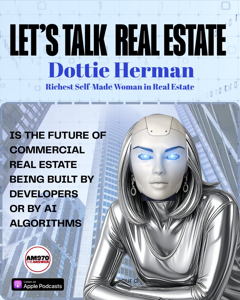 DottieHerman's tweet photo. 🏢 Is the future of commercial real estate being built by developers... or by algorithms?

Artificial intelligence is transforming how commercial real estate opportunities are discovered, analyzed, and developed. From predicting market trends to identifying the best sites before the competition, AI is changing the rules of the game.  Join Dottie tomorrow at 10am on am970theanswer!