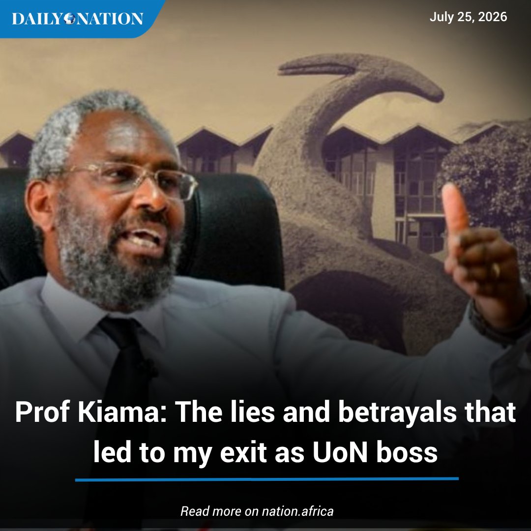 NationAfrica's tweet photo. In the final part of the Nation’s exclusive serialisation of ‘Dancing with the Devil’, Prof Stephen Kiama details the dramatic months before his removal as Vice-Chancellor.

Read more: https://t.co/NMW1zKQ7DR https://t.co/nHWl3qKHEk