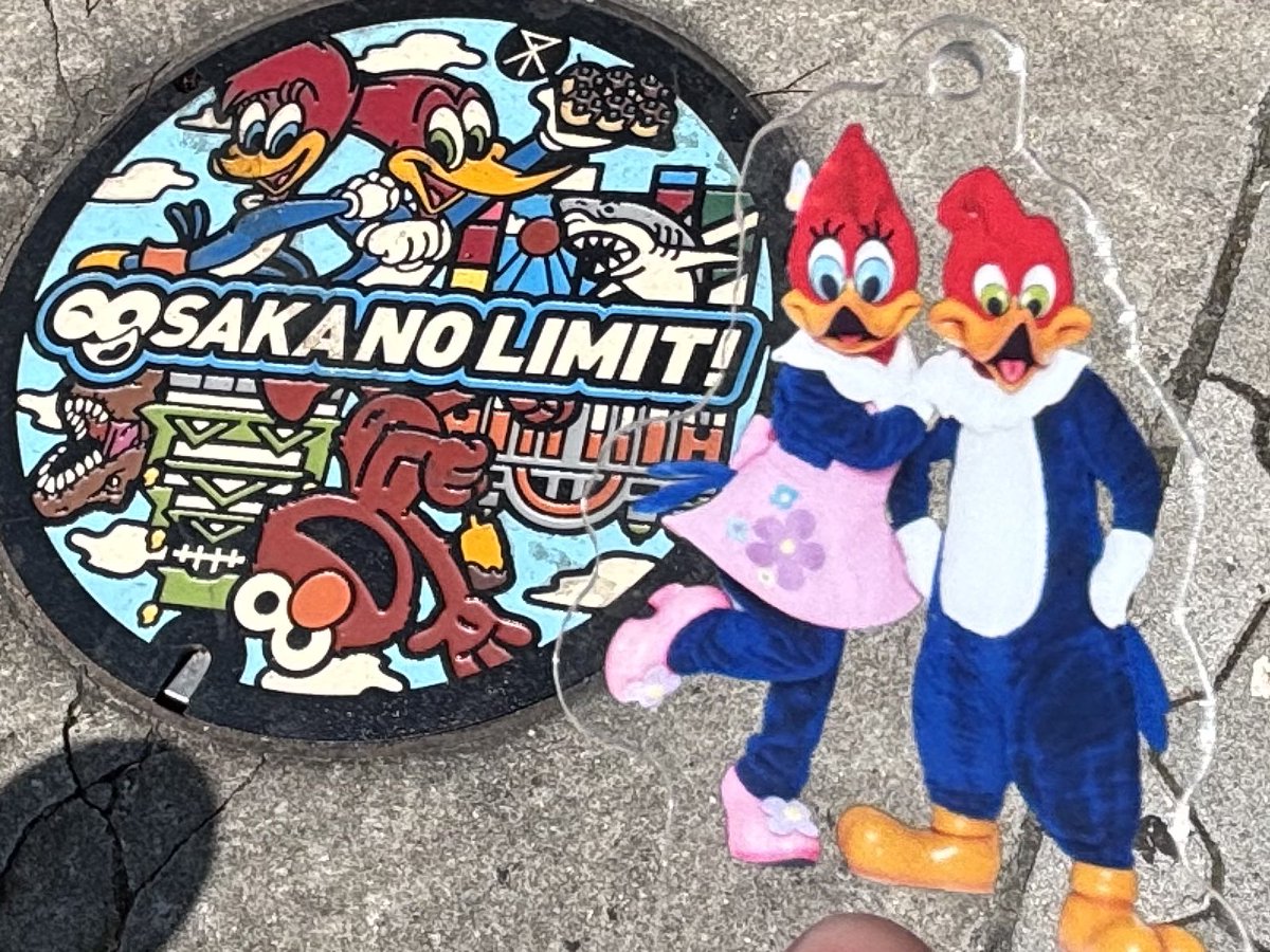 elmoppi's tweet photo. 天王寺でもアクスタで写真撮ろうと来たらすぐそばにマンホールも😲
あれー？いつのまに！！
マンホールでも記念撮影😄

#USJファン https://t.co/mNBAQBGXvm