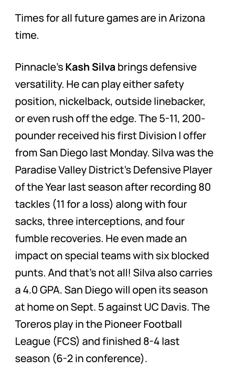KashSilva88's tweet photo. Thank you for the love in this write up @gridironarizona ! I’m excited to take the field next month in California with my family. 🅿️ @PinnaclePioneer @KINGREYNARD7 @therealbeadle @CodyTCameron https://t.co/vWH6CF3dzI